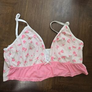 Women's Plus Pink Floral Bralette 4X